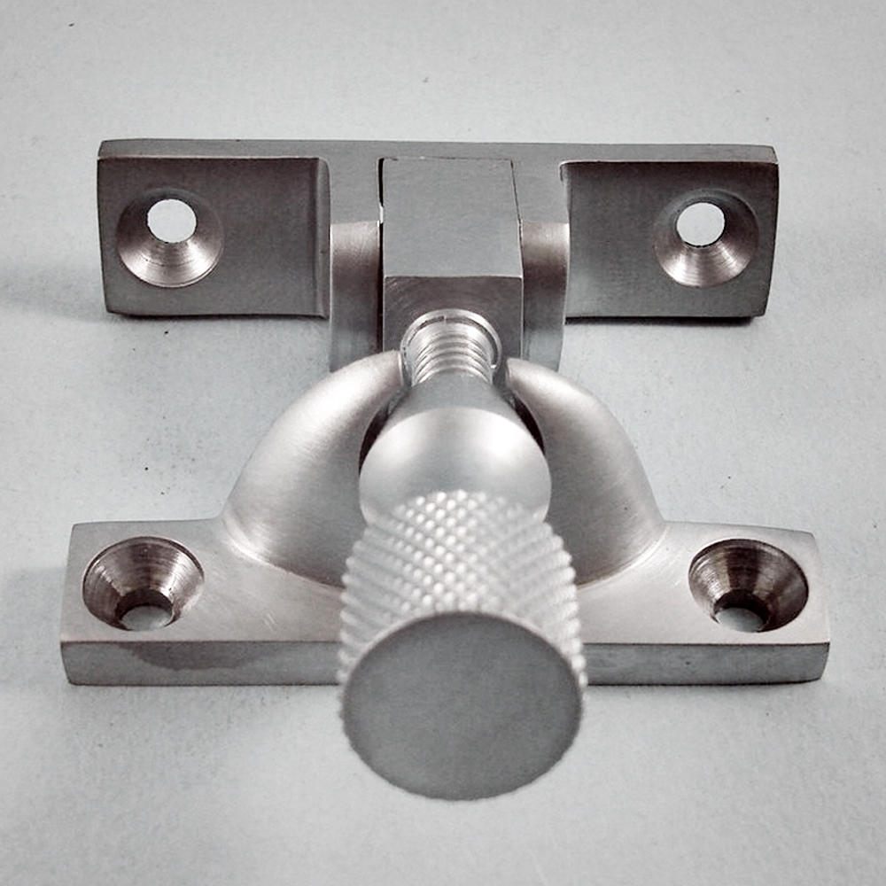 THD080/SCP • Non-Locking • Satin Chrome • Narrow Brighton Pattern Knurled Top Sash Fastener